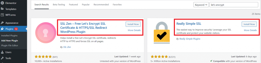 Install and enable a free WordPress SSL plugin