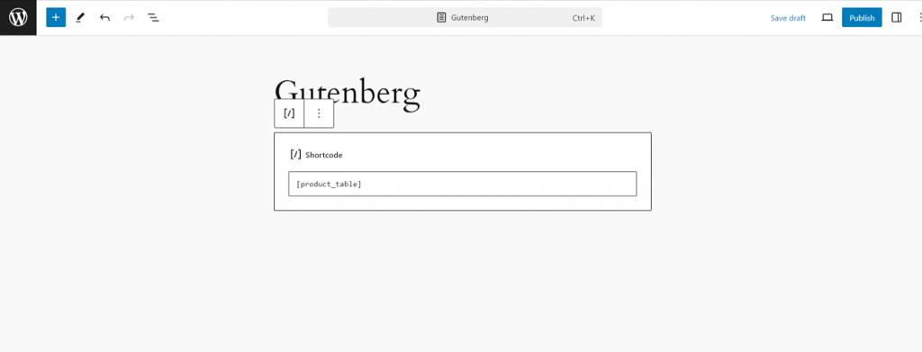 Gutenberg Shortcode