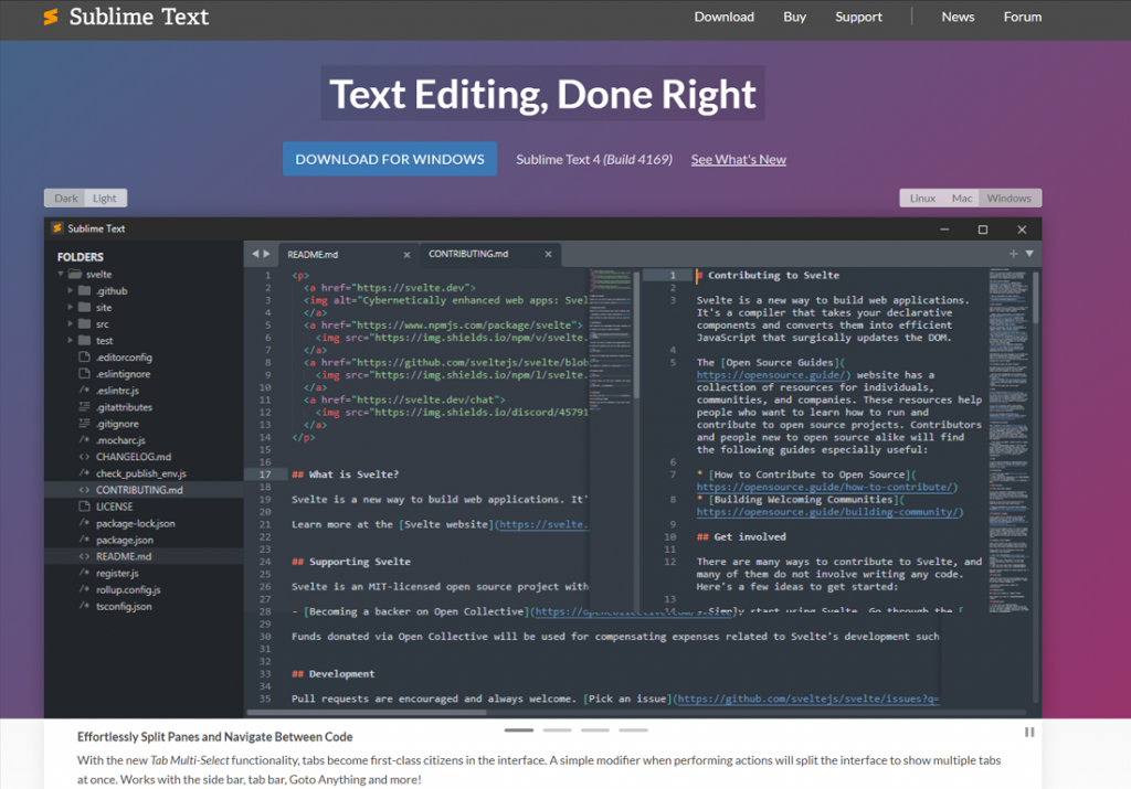 sublime text as a leading code editor